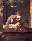 Jean Baptiste Simeon Chardin Famous Paintings - Soap Bubbles